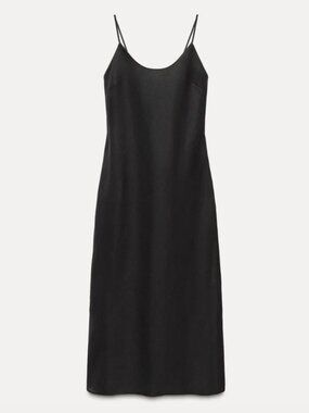 Like New Zara Linen Black Midi Dress ZW Collection- Size XL